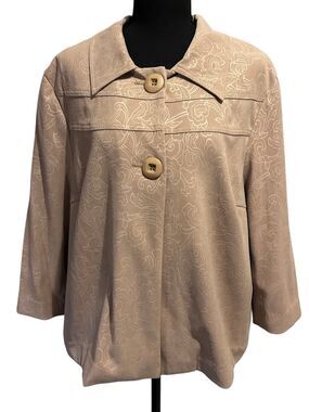 Requirements Two Button Blazer Jacket Women’s Size XL Beige Floral Print Design